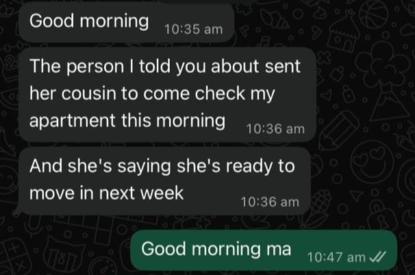 WhatsApp testimonial from Verified User